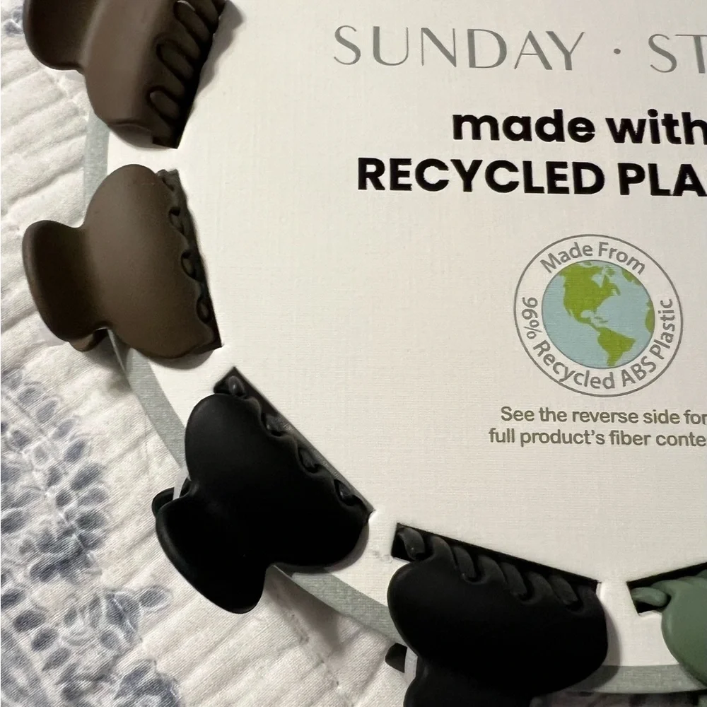 NEW Sunday State Hair Clips made with Recycled Plastic small size 12 clips